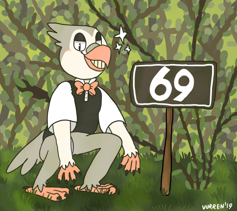 Pk 2.0 posing in front of a 69 sign from 2019